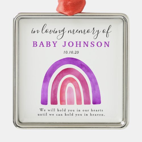 Miscarriage Baby Loss Rainbow Remembrance Metal Ornament