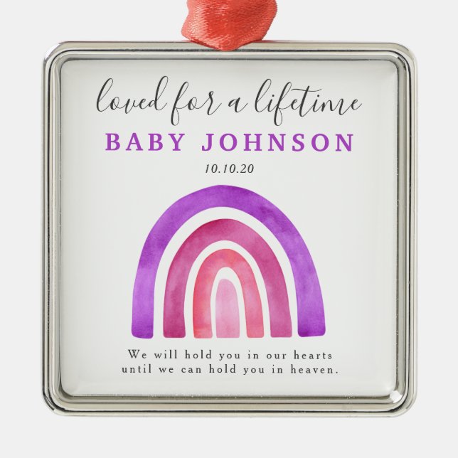 Miscarriage Baby Loss Rainbow Remembrance Metal Ornament (Front)