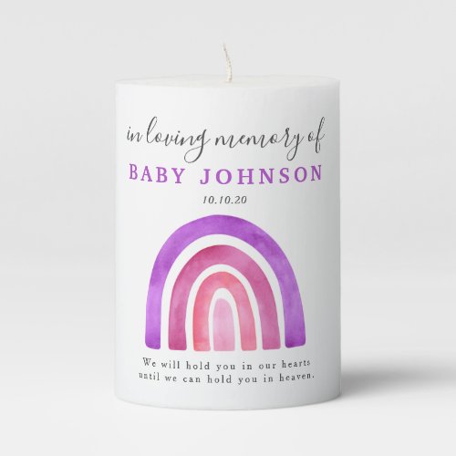 Miscarriage Baby Loss Rainbow Remembrance Pillar Candle