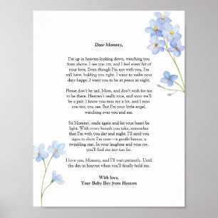 Miscarriage Forget Me Not Floral Loss of Baby Poem Poster