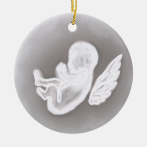 Miscarriage Memorial Ultrasound Snow Angel Ceramic Ornament