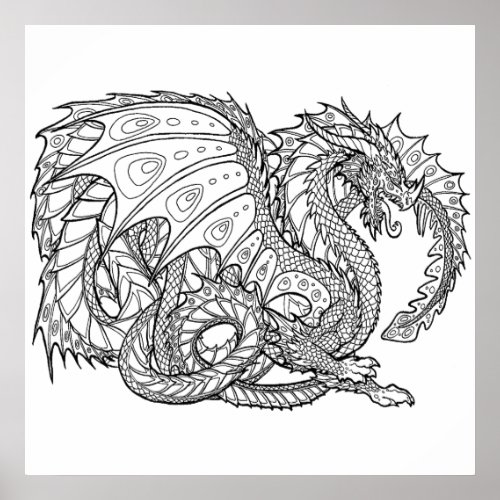 Miscellaneous Dragon Coloring page 1 medium Poster