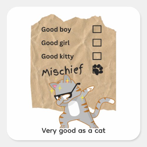 Mischeif cats square sticker