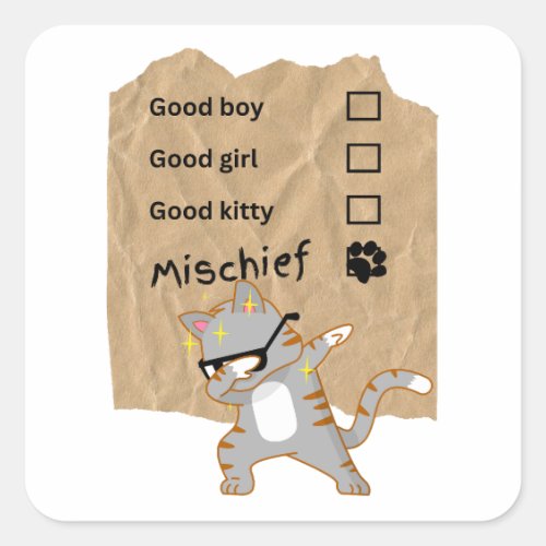 Mischeif cats square sticker