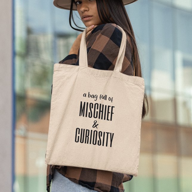 Mischief & Curiosity Funny Quirky Stylish Tote Bag (Your perfect companion for daily adventures.)