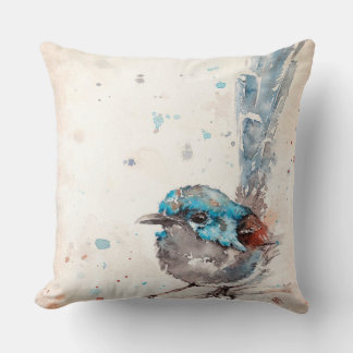 Mischief In The Making (Fairy Wren) Throw Pillow