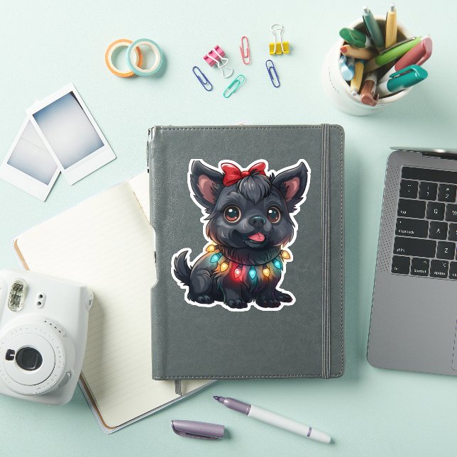Mischievous Affenpinscher Wrapped in Christmas Sticker (iPad Cover)
