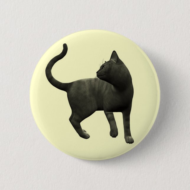Mischievous Black Cat Button (Front)