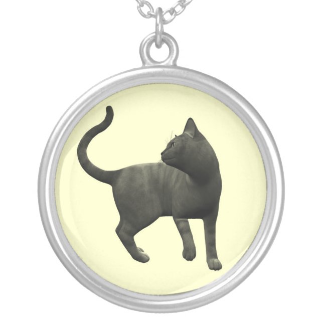Mischievous Black Cat Necklace (Front)