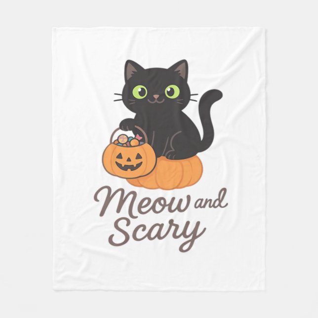 Mischievous Black Cat with Glowing Green Eyes on P Fleece Blanket (Front)