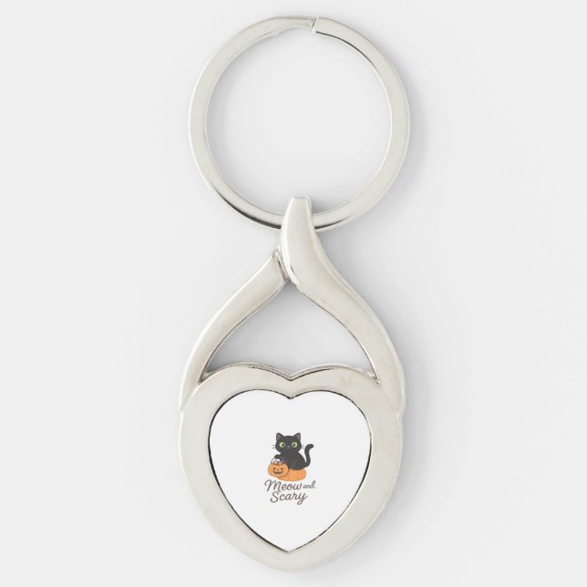 Mischievous Black Cat with Glowing Green Eyes on P Keychain (Front)