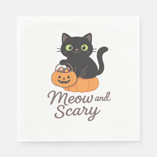 Mischievous Black Cat with Glowing Green Eyes on P Napkins (Front)