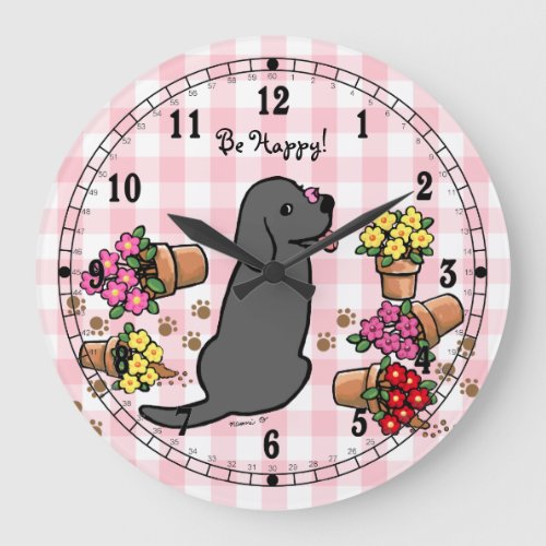 Mischievous Black Labrador Large Clock