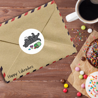 Mischievous Black Labrador Side Eye Classic Round Sticker