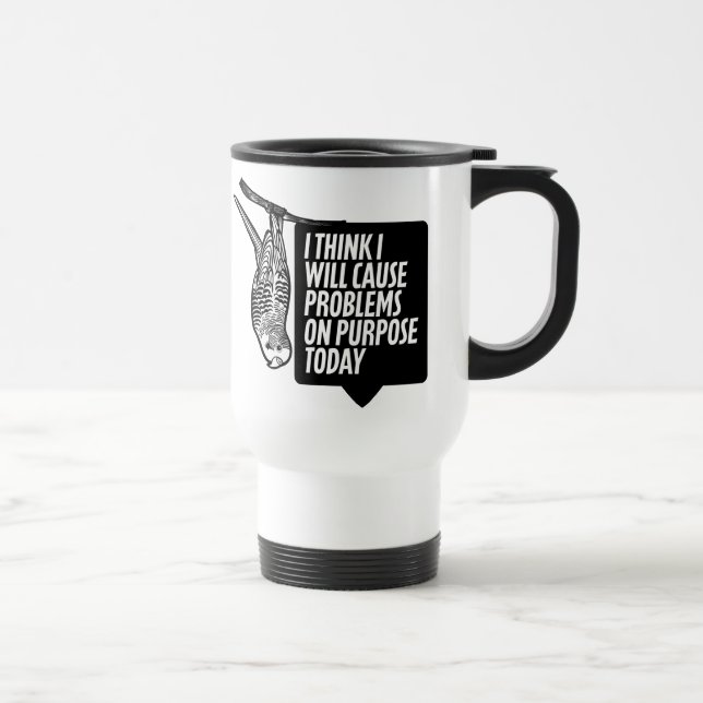 Mischievous Budgie | Bird Humor Travel Mug (Right)
