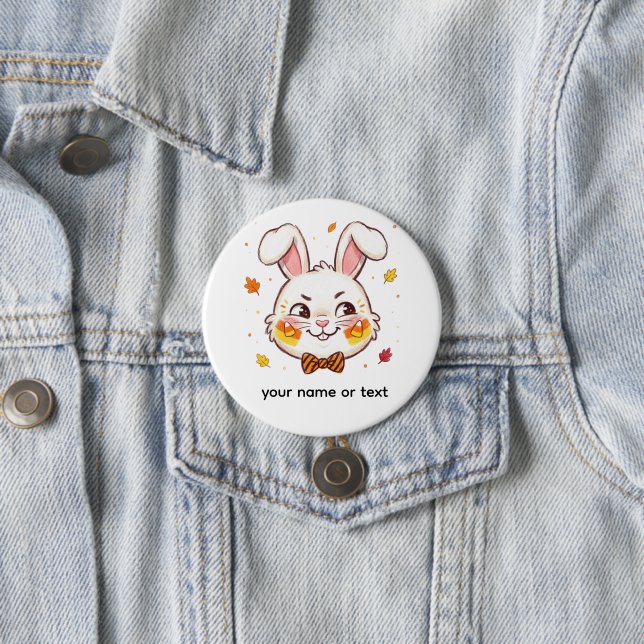 Mischievous Bunny Halloween Candy Corn Button (In Situ)