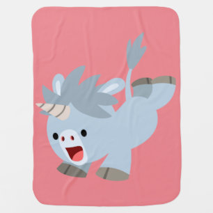 Mischievous Cartoon Baby Unicorn Baby Blanket