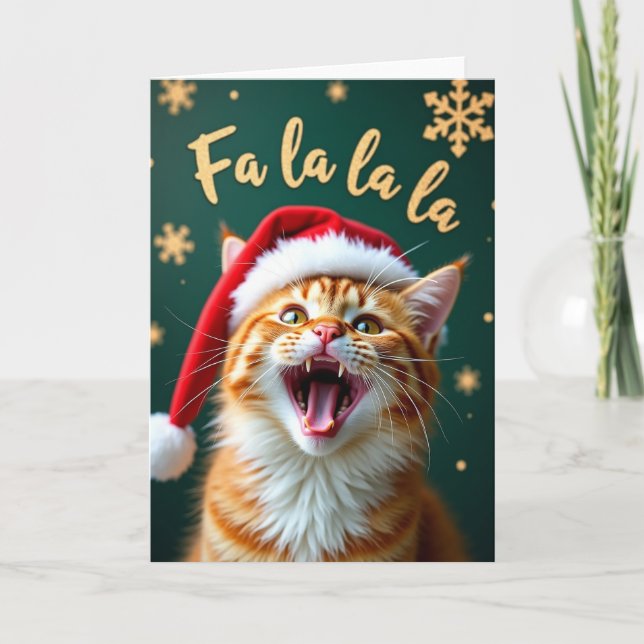 Mischievous Cat Christmas Card (Front)