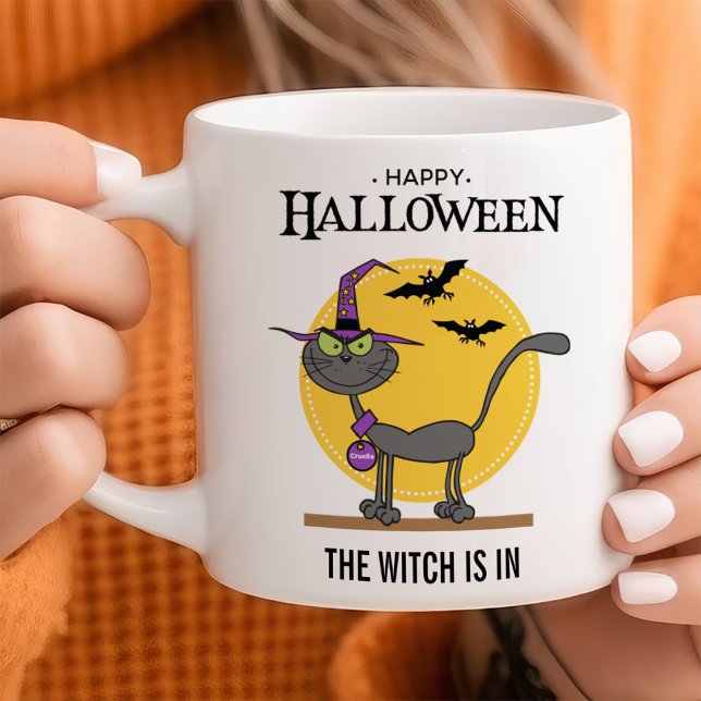 Mischievous Cat Customizable Halloween Coffee Mug (Creator Uploaded)