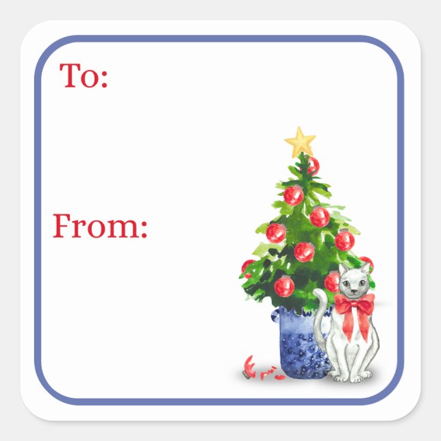 Mischievous Cat Holiday Stickers (Front)