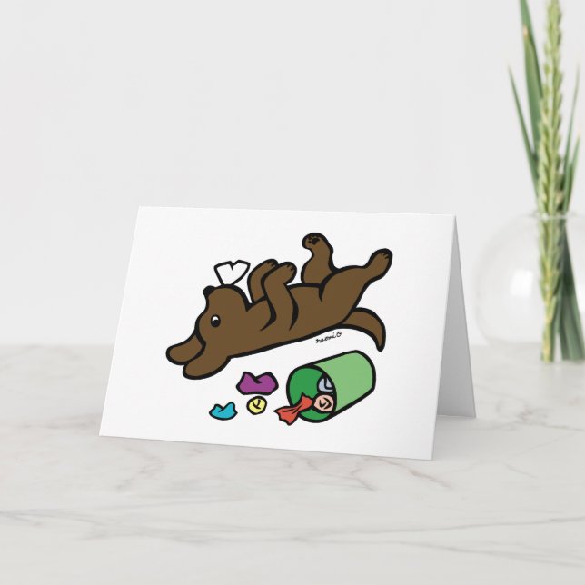 Mischievous Chocolate Labrador Side Eye Card (Front)