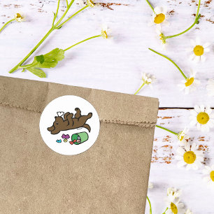 Mischievous Chocolate Labrador Side Eye Classic Round Sticker