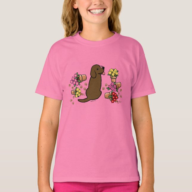 Mischievous Chocolate Labrador T-Shirt (Front)