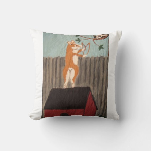 Mischievous Corgi Throw Pillow (Front)