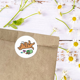 Mischievous Fox Red Labrador Side Eye Classic Round Sticker