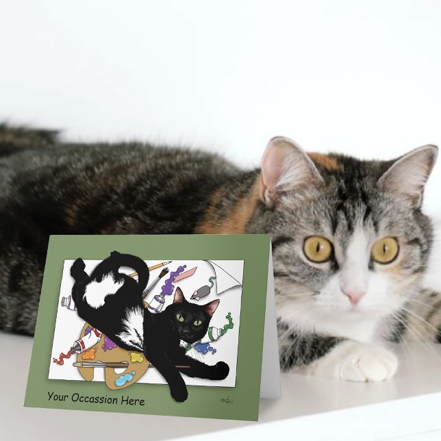 Mischievous Green Cheeky Siamese Cat Funny Card (Creator Uploaded)