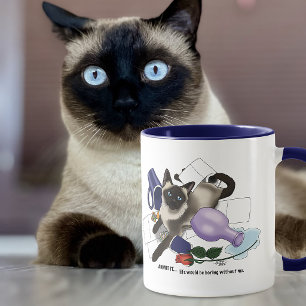 Mischievous Green Cheeky Siamese Cat Funny Mug