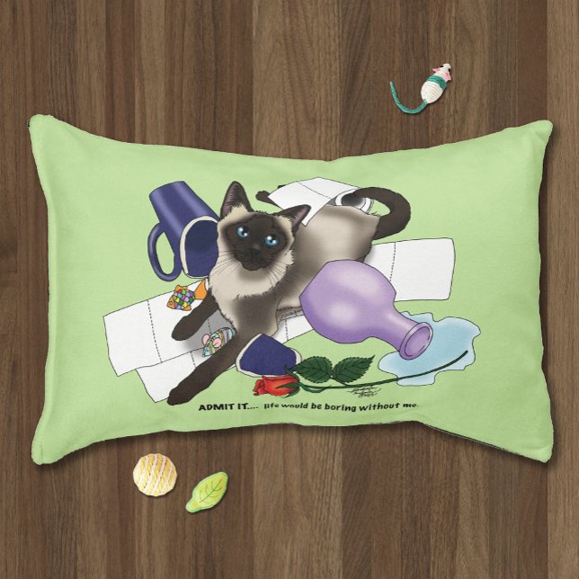 Mischievous Green Cheeky Siamese Cat Funny Pet Bed (Creator Uploaded)