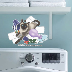 Mischievous Green Cheeky Siamese Cat Funny Sticker