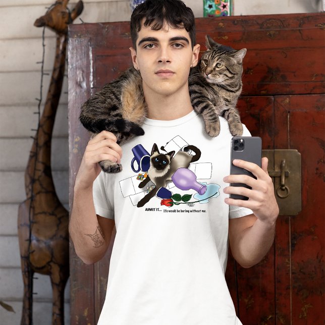 Mischievous Green Cheeky Siamese Cat Funny T-Shirt (Creator Uploaded)