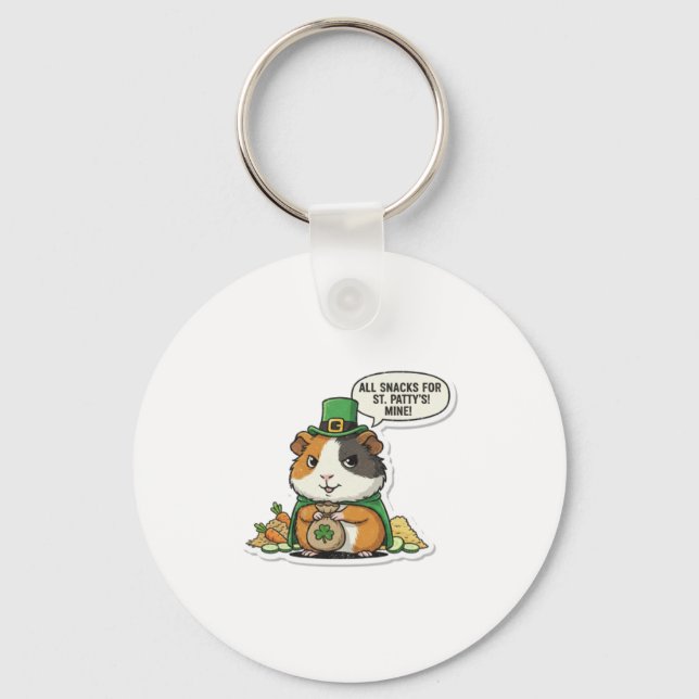 Mischievous Guinea Pig St.Patrick's Day Keychain (Front)