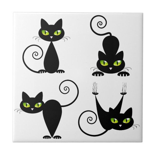 Mischievous kitties ceramic tile (Front)