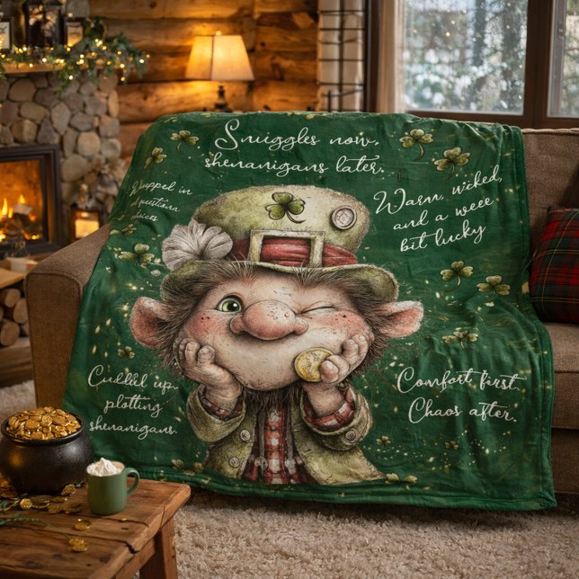 Mischievous Leprechaun  Fleece Blanket (Creator Uploaded)