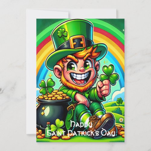 Mischievous Leprechaun St Patricks Day Delight Holiday Card