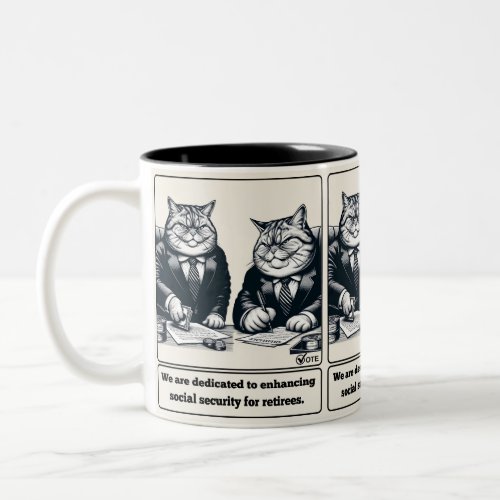 Mischievous Meows The Crafty Cat Politician Two_Tone Coffee Mug