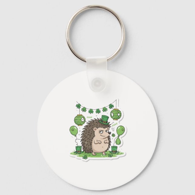 Mischievous Party Popper Hedgehog  Keychain (Front)
