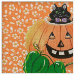 Mischievous Pumpkin Kitty Fabric