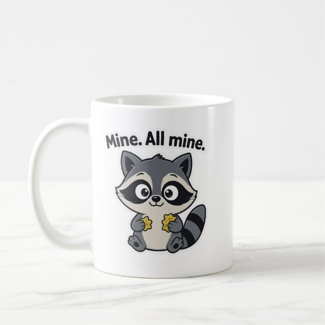 Mischievous Raccoon Meme Cartoon Mug (Left)