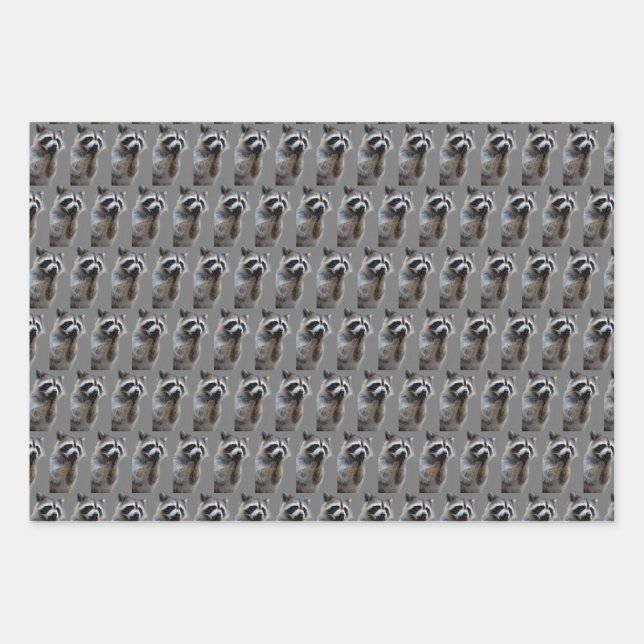 Mischievous Raccoon   Wrapping Paper Sheets (Front)