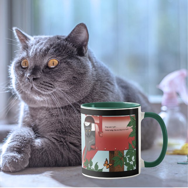 Mischievous Red Mailbox Cat Humor Mug (Creator Uploaded)