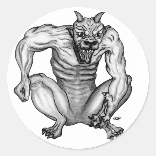 Mischwesen - Troll Teufel und Golem Classic Round Sticker (Front)