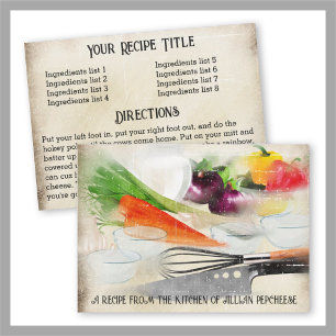 Mise en place food prep cooking dinner recipe card