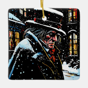 Miser Mister Ebenezer Scrooge Victorian Christmas Ceramic Ornament