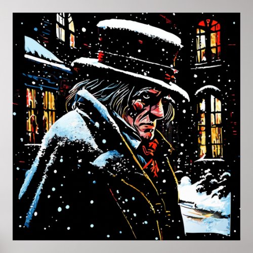 Miser Mister Ebenezer Scrooge Victorian Christmas  Poster