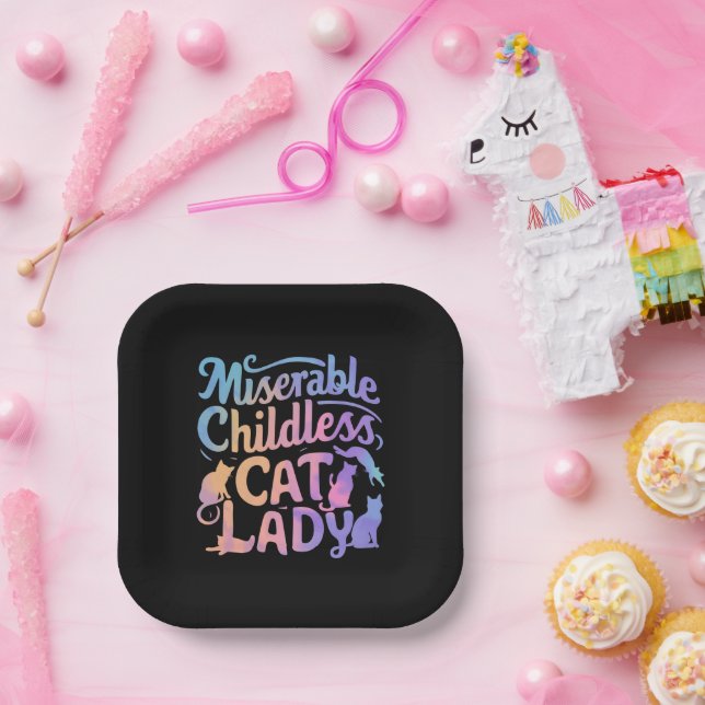 Miserable Childless Cat Lady Paper Plates (Party)