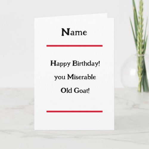 Miserable Goat Verse Happy Birthday Card